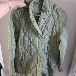 BCBG Women's Light Green Quilted Puffer Coat